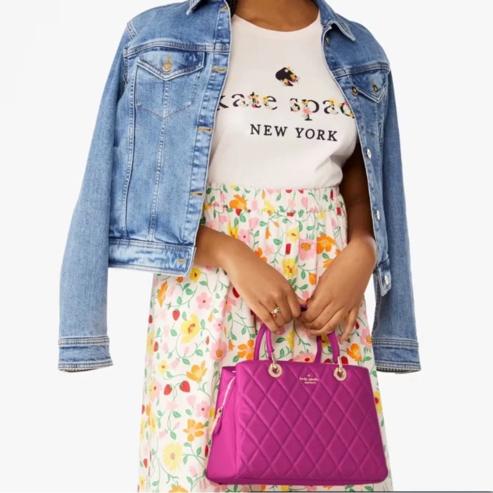 Kate Spade Baja Rose Pink Carey Quilted Sullivan Satchel Bag